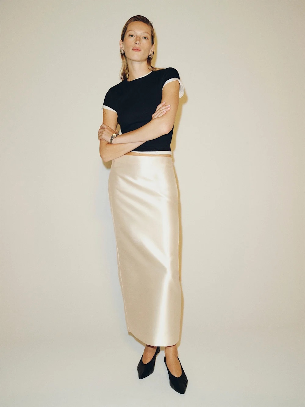 NWT Reformation Silky Maxi Midi Lydia Skirt white Ivory 4 high waist column fit